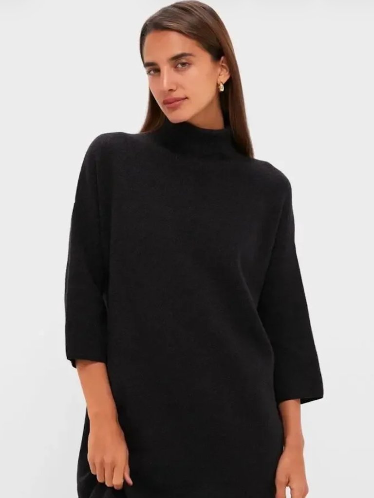 Tuckernuck Pomander Place Noir Vivianne Sweater Dress Black Shimmer Turtleneck